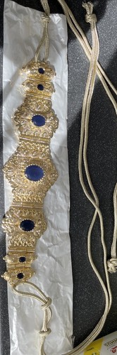 Gold navy blue - blue, moroccan