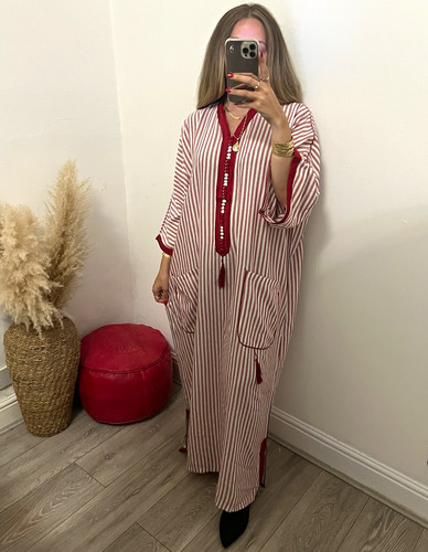 Red white striped - red,