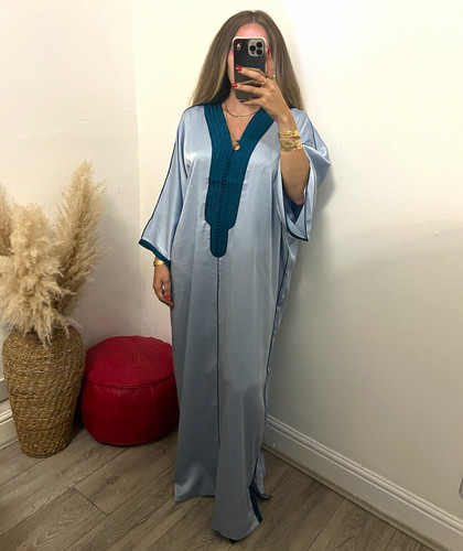 Moroccan satin blue kaftan