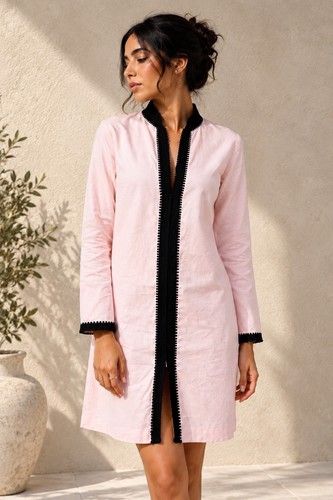 Baby pink linen caftan - caftan, –