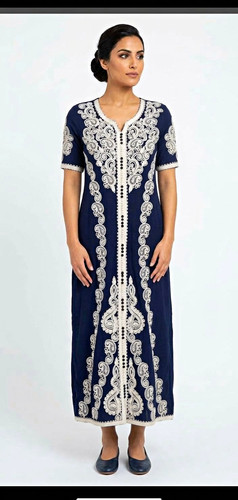 Navy blue embroidered - navy, moroccan