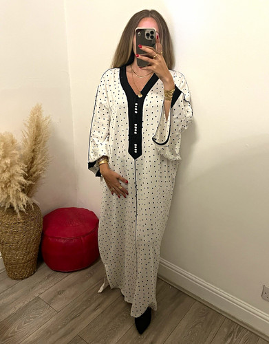 White black polka - white,