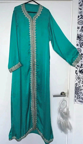 Turquoise blue moroccan kaftan - turquoise,