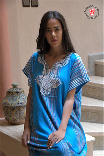 Handmade moroccan blue kaftan - handmade,